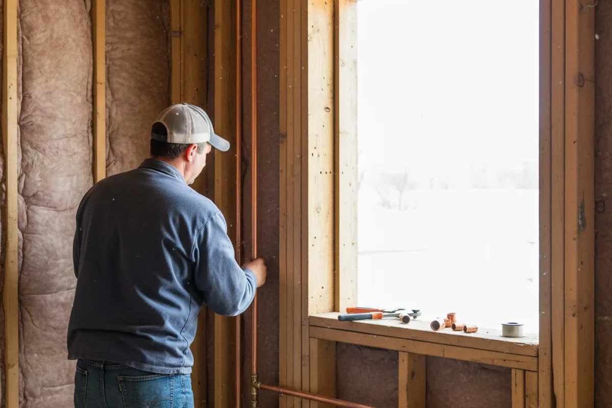Licensed plumber running new copper supply lines in a Pigeon Forge home