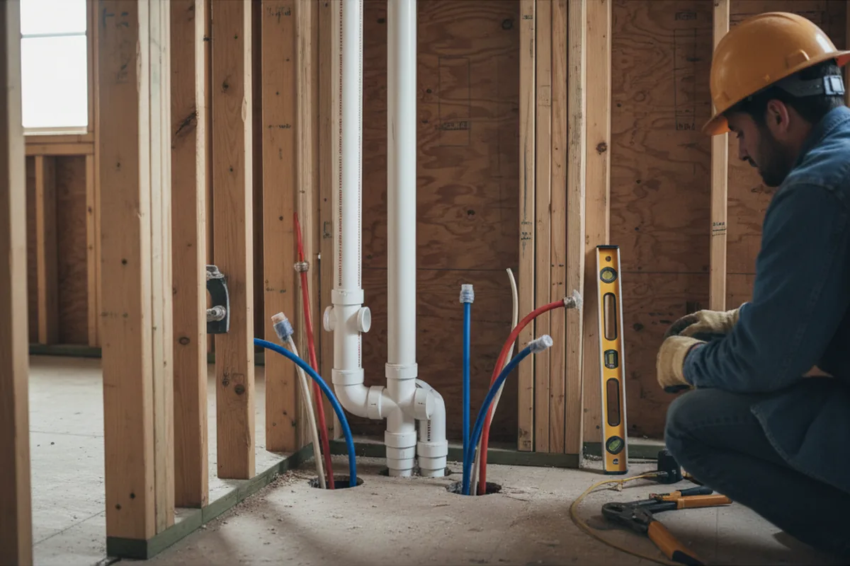 Drain and supply rough-in during Sump Pump Repair in Pigeon Forge